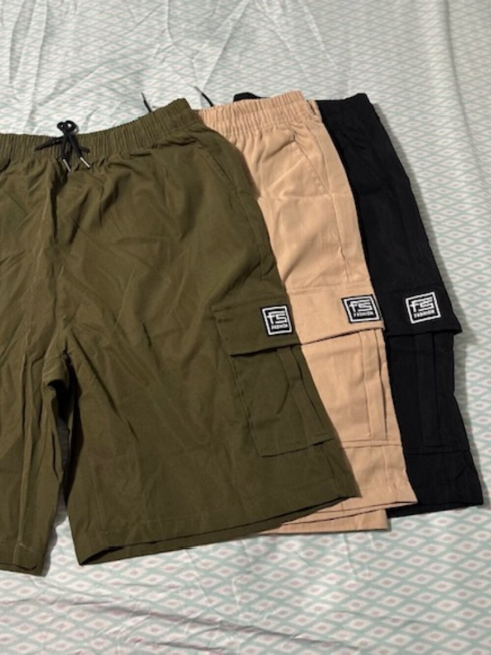 Men’s Cargo Shorts 3-Pack – Size XXL – Black, Khaki & Green